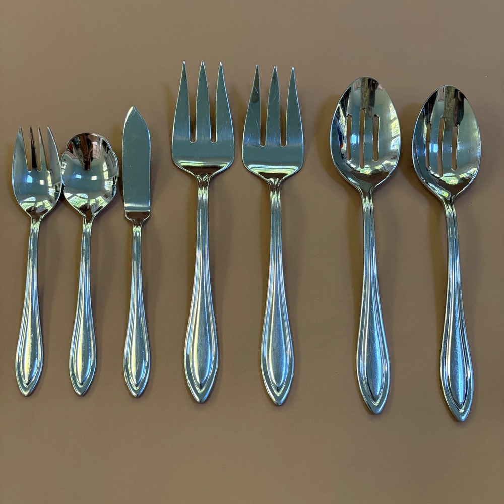Lenox Hayden 18/10 Stainless Steel Serving Pieces 7-Piece Set Silverware Glossy